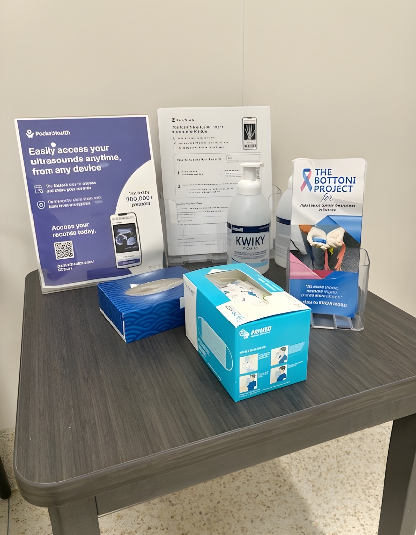 THE BOTTONI PROJECT male breast cancer pamphlets on display throughout STEGH (January 2025)