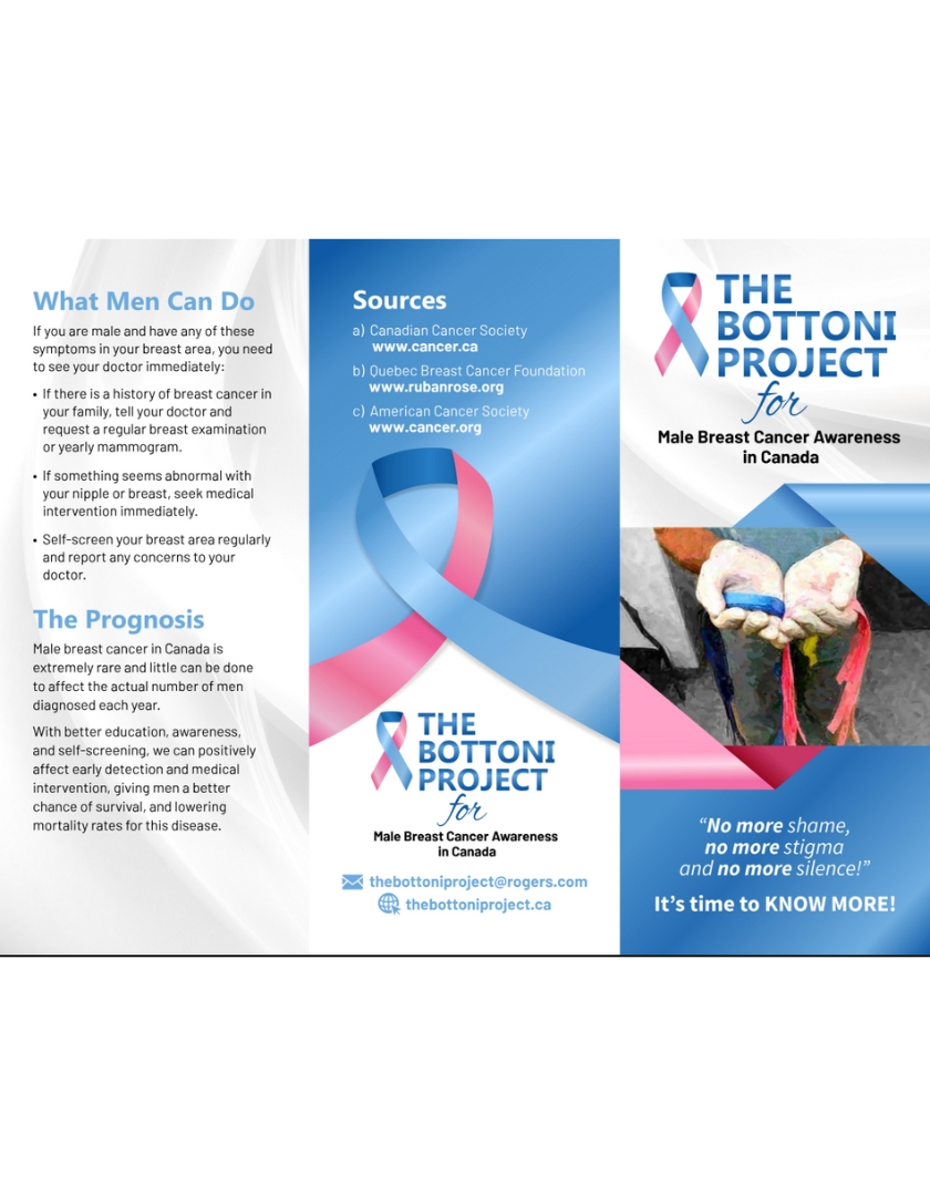 THE BOTTONI PROJECT Canadian male breast cancer awareness pamphlet (December 2024)